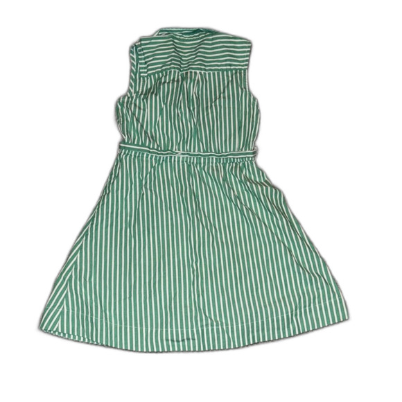 J.Crew Factory Girls' Striped Tie-waist Shirt-dress. Green w/white. Size 7 - Picture 5 of 5